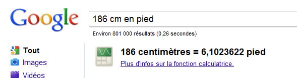 Convertir des longueurs avec Google